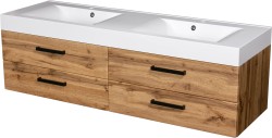 Szafka łazienkowa dąb naturalny 160 cm FOKUS NEW LOFT z umywalką podwójną