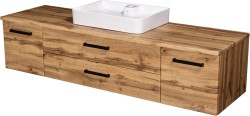 Szafka łazienkowa dąb naturalny 180 cm FOKUS NEW LOFT z blatem i umywalką