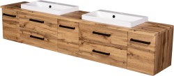 Szafka łazienkowa dąb naturalny 210 cm FOKUS NEW LOFT z blatem i dwiema umywalkami