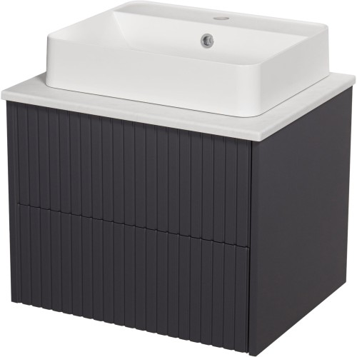 Szafka łazienkowa grafitowa 60 cm Mirage MIR-G-U60/48/2 z blatem i umywalką TRETTO-500C