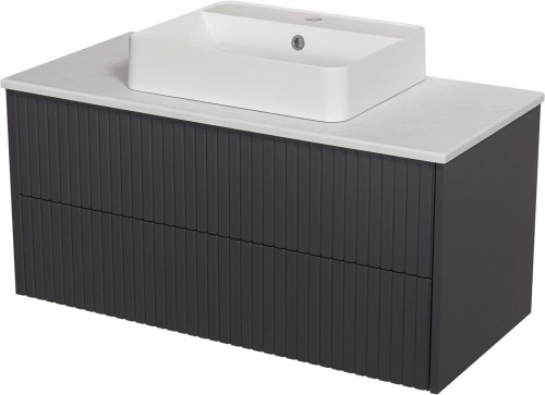 Szafka łazienkowa grafitowa 100 cm Mirage MIR-G-U100/48/2 z blatem i umywalką TRETTO-500C