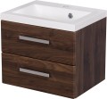 Szafka łazienkowa orzech 50 cm Fokus New FKSN-OR-U50/39/2 z umywalką Clever-500 biała