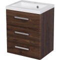 Szafka łazienkowa orzech 50 cm Fokus New FKSN-OR-U50/39/3 z umywalką Clever-500 biała