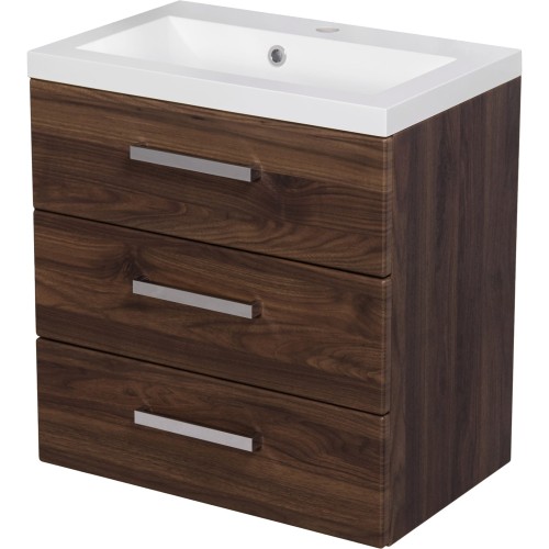 Szafka łazienkowa orzech 60 cm Fokus New FKSN-OR-U60/39/3 z umywalką Clever-600