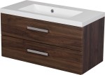 Szafka łazienkowa orzech 80 cm FOKUS NEW z umywalką