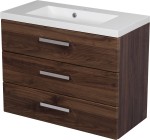 Szafka łazienkowa orzech 80 cm FOKUS NEW z umywalką