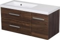 Szafka łazienkowa orzech 90 cm Fokus New FKSN-OR-U90/39/2L z umywalką Clever-900L Jody biała