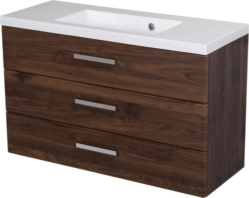 Szafka łazienkowa orzech 100 cm Fokus New FKSN-OR-U100/39/3 z umywalką Clever-1000