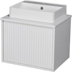 Szafka łazienkowa biała 60 cm TRETTO z blatem i umywalką