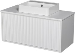 Szafka łazienkowa biała 100 cm TRETTO z blatem i umywalką