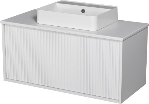 Szafka łazienkowa biała 100 cm TRETTO z blatem i umywalką