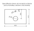 Specyfikacja otworów do wycięcia w blacie pod umywalkę i baterię.