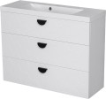 Szafka łazienkowa Domino biała 100 cm DOM-B6-U100/35/3 z umywalką LIV-1000C biała