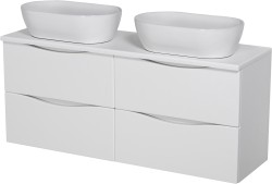 Szafka łazienkowa biała 120 cm ONDA z dwiema umywalkami