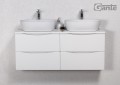 Szafka łazienkowa biała 120 cm Onda z dwiema umywalkami ceramicznymi.