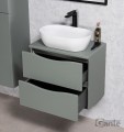 Szafka łazienkowa szałwiowa 60 cm Onda z umywalką ceramiczną nablatową, mebel wiszący z dwiema szufladami.