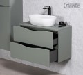 Szałwiowa szafka łazienkowa Onda 80 cm pod umywalkę ceramiczną – pojemne szuflady soft close.
