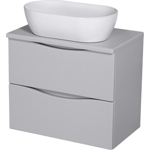 Szafka łazienkowa szara 60 cm Gante Onda z umywalką ceramiczną