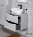 Szafka łazienkowa szara 60 cm Onda z umywalką ceramiczną, wiszący mebel z szufladami soft close.