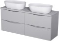 Szafka łazienkowa szara 120 cm Gante Onda z dwiema umywalkami ceramicznymi w komplecie.