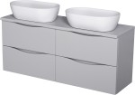 Szafka łazienkowa szara 120 cm ONDA z dwiema umywalkami