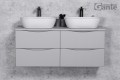 Szafka łazienkowa szara 120 cm Onda z dwiema umywalkami ceramicznymi - mebel do dużej łazienki.