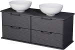 Szafka łazienkowa Libra 120 cm antracytowa z dwiema umywalkami Stripes