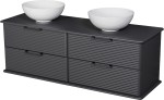 Szafka łazienkowa Libra 140 cm antracytowa z dwiema umywalkami Stripes