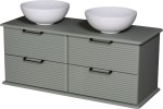Szafka łazienkowa Libra 120 cm szałwiowa z dwiema umywalkami Stripes
