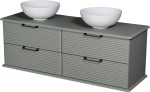 Szafka łazienkowa Libra 140 cm szałwiowa z dwiema umywalkami Stripes
