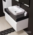 Szafka łazienkowa biała 100 cm z grubym blatem antracyt i umywalką ceramiczną Gante Cassini