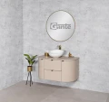 Zestaw łazienkowy 100 cm: szafka macadamia Mia Smooth i okrągła umywalka dolomitowa