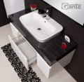 Szafka biała 120 cm z blatem antracyt i umywalką nablatową ceramiczną Gante Cassini