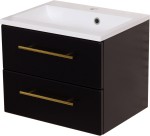 Szafka łazienkowa czarna 50cm BELLI GOLD z umywalką