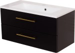 Szafka łazienkowa czarna 80 cm BELLI GOLD z umywalką
