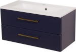 Szafka łazienkowa granatowa 80 cm BELLI GOLD z umywalką