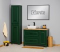 Szafka pod umywalkę zielona 100cm Finea FNA-Z-U100/50/2, umywalka ceramiczna QUADRO, regał łazienkowy dwudrzwiowy FNA-Z-RW i lustro w czarnej ramie aluminiowej ALUC-100/65.