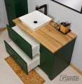 Szafka pod umywalkę zielona 100cm Finea FNA-Z-U100/50/2, umywalka ceramiczna QUADRO i bateria umywalkowa Kohlman Experience QB170EB czarna wysoka.