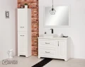 Szafka pod umywalkę biała 100cm Finea FNA-B-U100/50/2, umywalka ceramiczna QUADRO, regał łazienkowy dwudrzwiowy FNA-B-RW i lustro w białej ramie FNA-B-L100/80.