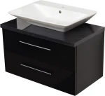 Szafka łazienkowa czarna 80cm MOSSA z umywalką [PRODUKT NIEDOSTĘPNY]