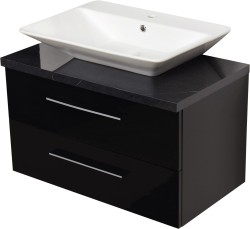 Szafka łazienkowa czarna 80cm MOSSA z umywalką [PRODUKT NIEDOSTĘPNY]