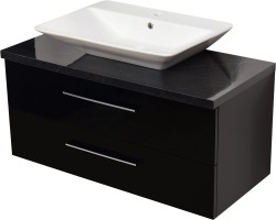 Szafka łazienkowa czarna 100cm MOSSA z umywalką [PRODUKT NIEDOSTĘPNY]