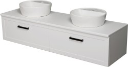 Szafka łazienkowa biała 160cm PETTO BIANCO z dwiema umywalkami AREDA-42 [PRODUKT NIEDOSTĘPNY]