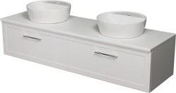 Szafka łazienkowa biała 160cm PETTO BIANCO z dwiema umywalkami AREDA-42 [PRODUKT NIEDOSTĘPNY]