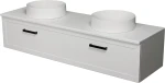 Szafka łazienkowa biała 160cm PETTO BIANCO z dwiema umywalkami MONAT-400C [PRODUKT NIEDOSTĘPNY]