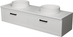 Szafka łazienkowa biała 160cm PETTO BIANCO z dwiema umywalkami MONAT-400C [PRODUKT NIEDOSTĘPNY]