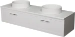 Szafka łazienkowa biała 160cm PETTO BIANCO z dwiema umywalkami MONAT-400C [PRODUKT NIEDOSTĘPNY]