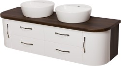 Szafka łazienkowa orzech 150 cm OLIMPIA z dwiema umywalkami [PRODUKT NIEDOSTĘPNY]