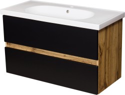 Szafka łazienkowa czarna 100cm GRACE z umywalką [PRODUKT NIEDOSTĘPNY]