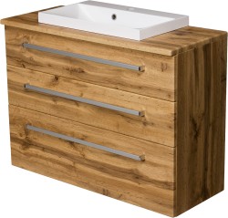 Szafka łazienkowa dąb naturalny 100cm FOKUS z blatem i umywalką [PRODUKT NIEDOSTĘPNY]